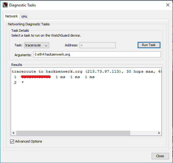 Traceroute from the firewall hack zen werk