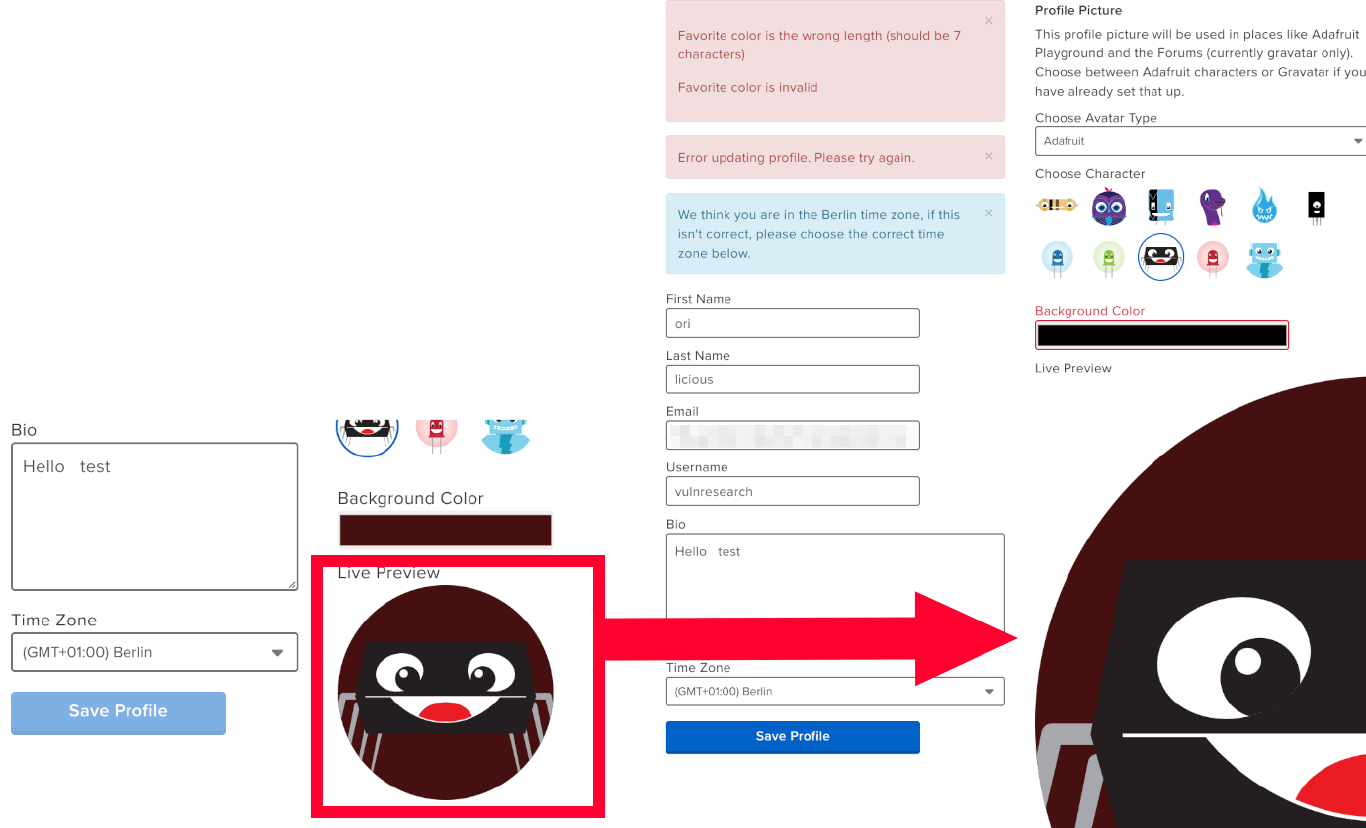 A before and after view of the injected CSS